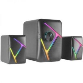 Mars Gaming MS-H21 Altavoz Gaming - Sonido 2.1 35W - Drivers 3D Surround - Iluminacion RGB - Control Frontal - Conexion Plug - Play - Color Negro