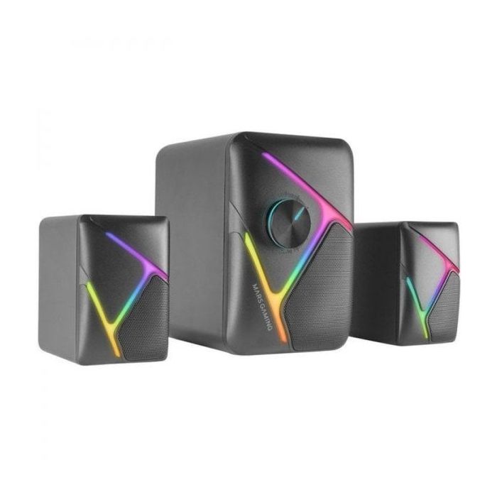Mars Gaming MS-H21 Altavoz Gaming - Sonido 2.1 35W - Drivers 3D Surround - Iluminacion RGB - Control Frontal - Conexion Plug - Play - Color Negro