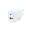 Coolbox Cargador de Pared GaN 30W USB-C/USB-A Carga Rapida - Compacto - Dual USB - Eficiencia Energetica. - Color Blanco