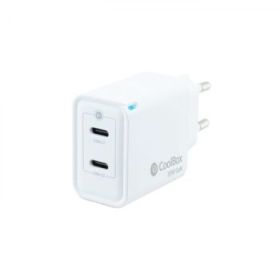 Coolbox Cargador de Pared GaN 35W USB-C/USB-C Carga Rapida - Compacto - Tecnologia GaN - Doble Puerto USB-C - Color Blanco