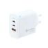 Coolbox Cargador de Pared GaN 65W USB-C/USB-C/USB-A Carga Rapida - Tecnologia GaN - Compatible con Multiples Dispositivos - Diseño Compacto. - Color Blanco