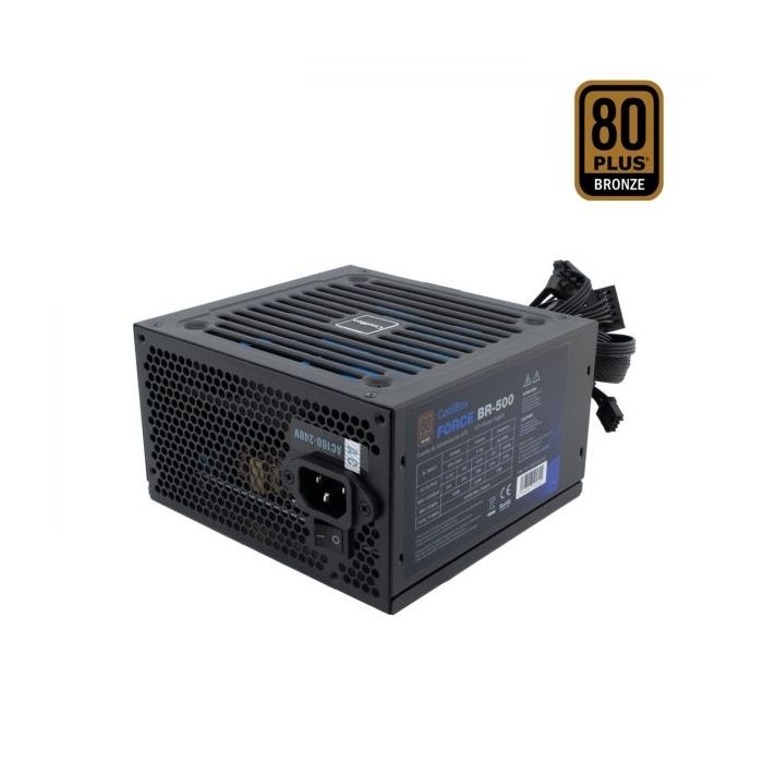 Coolbox Force-BR 500W Fuente de Alimentacion - Certificacion 80+ Bronze - Eficiencia Energetica - Diseño Compacto - Confiabilidad Probada - Color Negro
