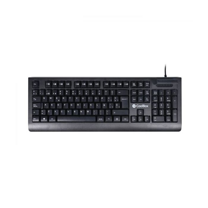 Coolbox V4 Teclado con Lector DNIe - Conexion USB - Compatible con Windows y Mac - Diseño Compacto - Instalacion Sencilla - Color Negro