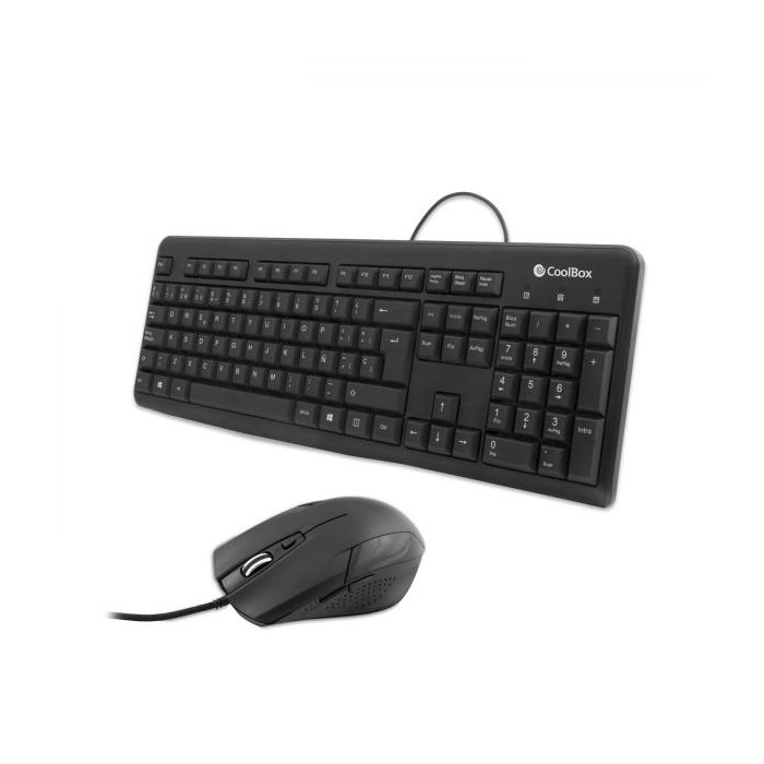 Coolbox Kit Teclado+Raton USB - Conexion USB Fiable - Diseño Ergonomico - Compatibilidad Universal - Color Negro
