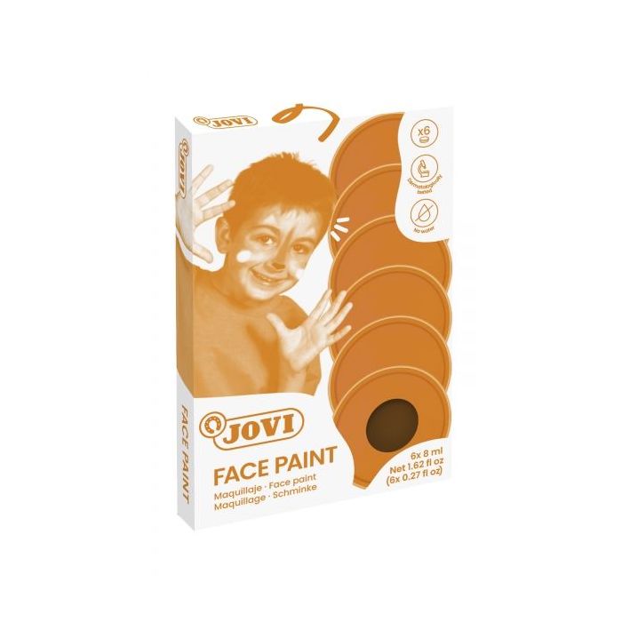 Jovi Estuche de 6 Botes 8ml Maquillaje Crema - Hipoalergenico - Base Grasa - Facil Aplicacion - Gran Cubricion - 12 Colores Mezclables - sin Parabenos - Facil de Retirar - Color Marrón