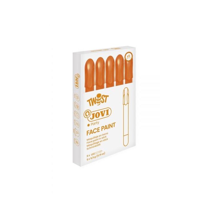 Jovi Twist Stick de Pintura de Cara - Hipoalergenico - Base Agua - Facil Aplicacion - Gran Cobertura - Seca Rapido - Facil de Retirar - sin Parabenos - Color Naranja