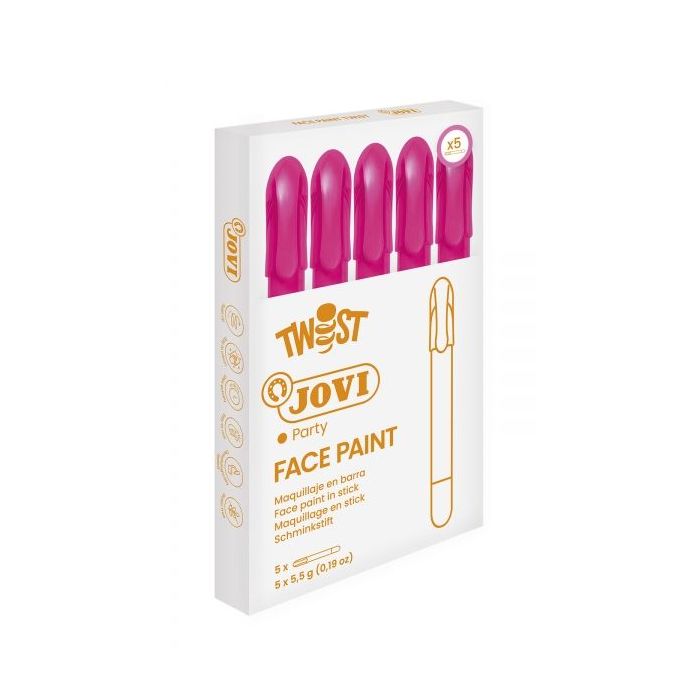 Jovi Twist Stick de Pintura de Cara - Hipoalergenico - Base Agua - Facil Aplicacion - Gran Cobertura - Seca Rapido - Facil de Retirar - sin Parabenos - Color Rosa