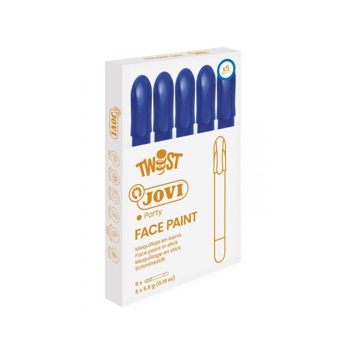 Jovi Twist Stick de Pintura de Cara - Hipoalergenico - Base Agua - Facil Aplicacion - Gran Cubricion - Seca Rapido - Facil de Retirar - sin Parabenos - Color Azul