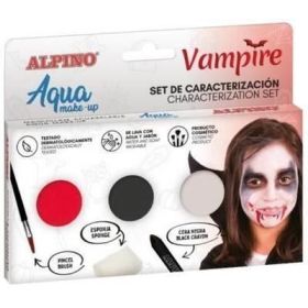 Alpino Aqua Make Up Set de Caracterizacion de Vampiros - 3 Polveras + Cera Negra + Pincel + Esponja