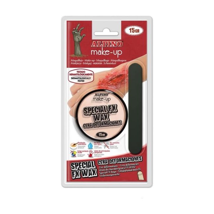 Alpino Special FX Wax Bote de Cera para Efectos de Heridas, Deformaciones, Cicatrices etc... - Contiene Espatula Aplicadora - Se Lava con Agua - Testado Dermatologicamente