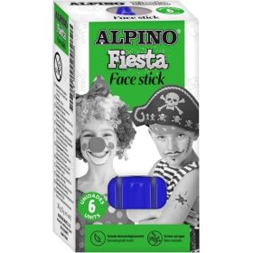 Alpino Fiesta Face Stick Pack con 6 Barritas de Pintura Facial - Sistema Retractil Giratorio - Se Lava con Agua - Testado Dermatologicamente - Color Azul