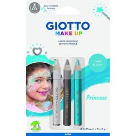 Giotto Make Up Princess Pack con 3 Lapices Cosmeticos de Tematica Princesa - Se Lava con Agua - Dermatologicamente Testado - Colores Surtidos