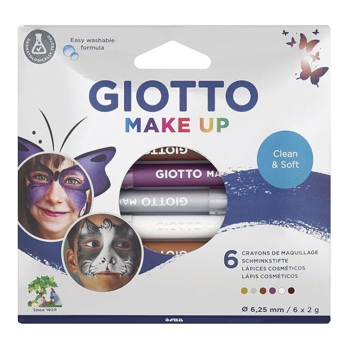 Giotto Make Up Metallic Pack con 6 Lapices Cosmeticos - Se Lava con Agua - Dermatologicamente Testado - Colores Metalicos Surtidos