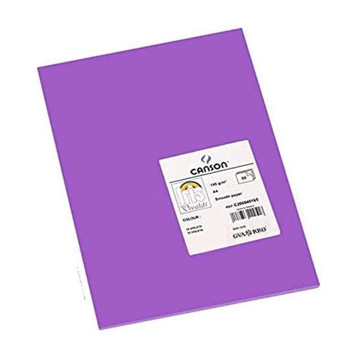 Canson Guarro Pack de 50 Cartulinas Iris A4 de 185g - 21x29.7cm - Color Violeta