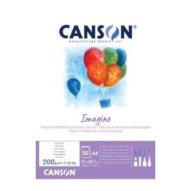 Canson Imagine Bloc Encolado de 50 Hojas 200gr A4 - Grano Fino - Color Blanco