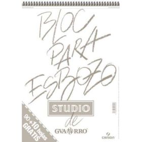 Canson Bloc para Esbozo A3 90+10 Hojas Gratis - Grano Ligero 90gr - Formato Album con Espiral Microperforado - Color Blanco Natural