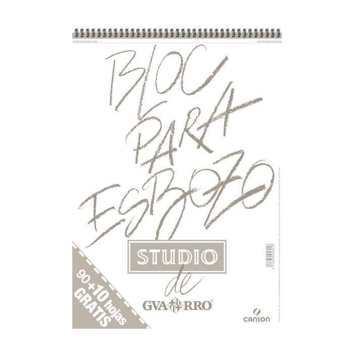 Canson Bloc para Esbozo A3 90+10 Hojas Gratis - Grano Ligero 90gr - Formato Album con Espiral Microperforado - Color Blanco Natural