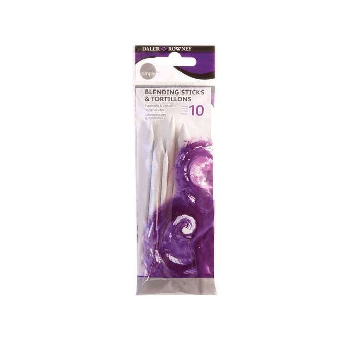 Daler Rowney Simply Pack de 12 Esfuminos - 4 Difuminos y 6 Esfuminos - Color Blanco