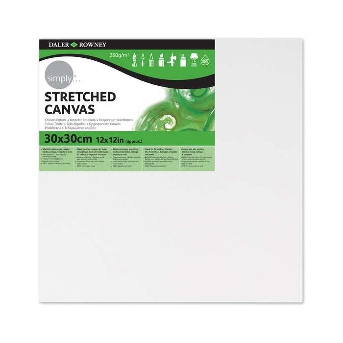 Daler Rowney Simply Bastidor Entelado 30x30cm - Imprimacion Triple - Grano Medio - 100% Algodon sin Acido - 250g