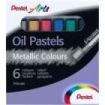 Pentel Oil Pastels Pack de 6 Pasteles Oleo Metalicos - Blandos, Cremosos y de Secado Lento - Colores Metalicos Surtidos