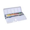 Milan Art Estuche Metalico de 24 Acuarelas Medio Godet - Opacos y Resistentes a la Luz - Mezclables - Bandeja Abatible - Colores Surtidos