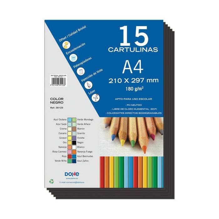 Dohe Cartulinas A4 - 15 Hojas - Ideal para Manualidades y Proyectos Escolares