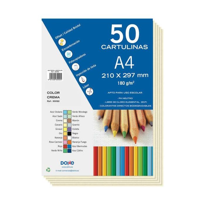 Dohe Cartulinas de Colores de 180 G/M2 - Tamaño A4 - PH Neutro - Libres de Cloro Elemental - Colorantes Biodegradables