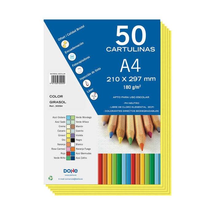 Dohe Cartulinas de Colores de 180 G/M2 - Tamaño A4 - PH Neutro - Libres de Cloro Elemental - Colorantes Biodegradables