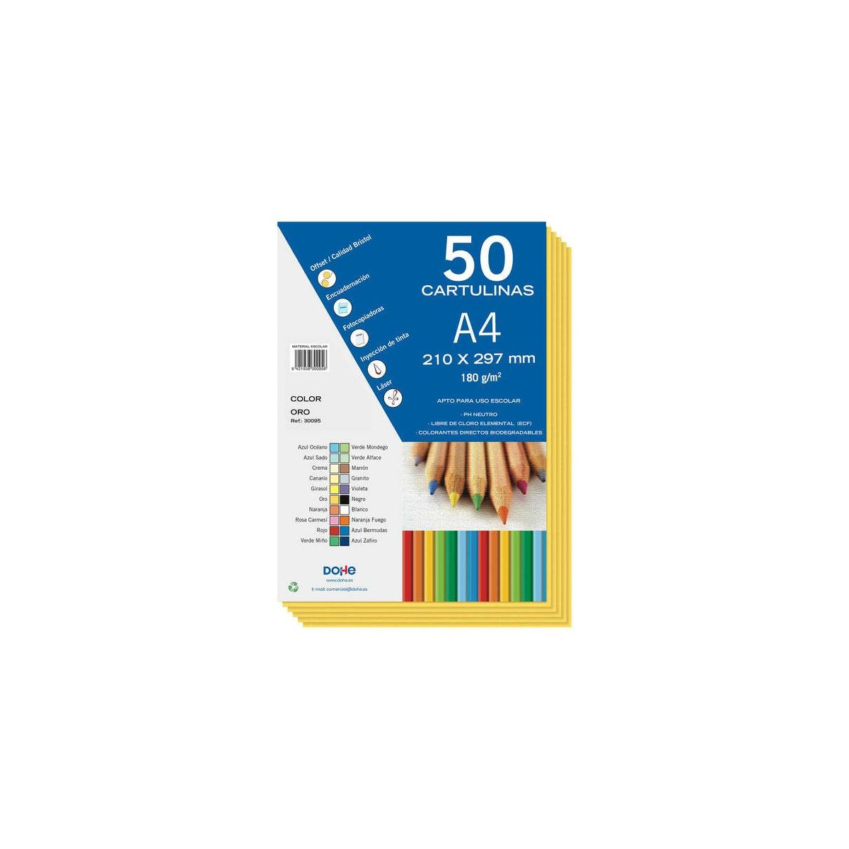 Papier Couleur DOHE 30194 Lot De 100 Feuilles A4, 80 G, Couleur