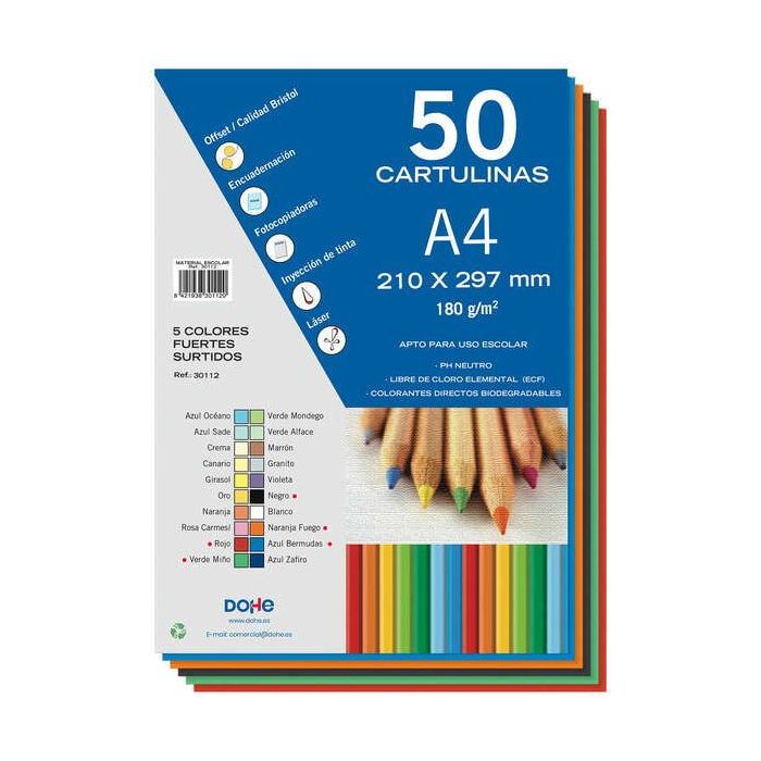 Dohe Cartulinas Surtidas - 50 Hojas - Colores Surtidos