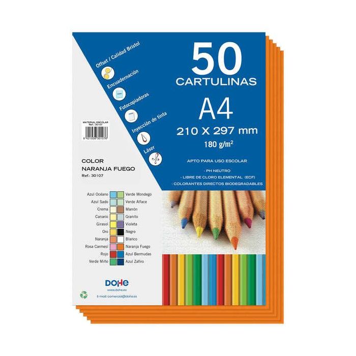 Dohe Cartulinas de Colores de 180 G/M2 - Tamaño A4 - PH Neutro - Libres de Cloro Elemental - Colorantes Biodegradables