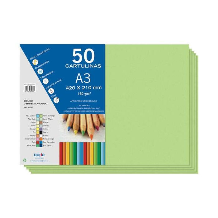 Dohe Cartulinas A3 - 50 Hojas - Ideal para Manualidades y Proyectos Escolares