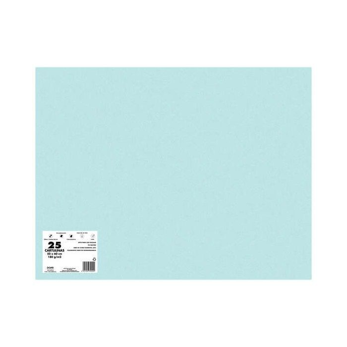 Dohe Pack de 25 Cartulinas de 180 G/M2 - Tamaño 50x65cm - PH Neutro - Libres de Cloro Elemental - Colorantes Biodegradables - Color Azul Sado