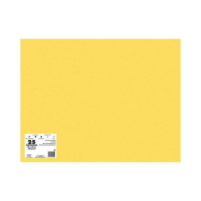 Dohe Pack de 25 Cartulinas de 180 G/M2 - Tamaño 50x65cm - PH Neutro - Libres de Cloro Elemental - Colorantes Biodegradables - Color Oro