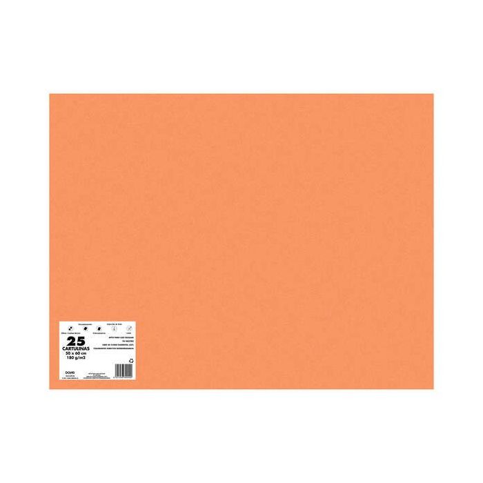 Dohe Pack de 25 Cartulinas de 180 G/M2 - Tamaño 50x65cm - PH Neutro - Libres de Cloro Elemental - Colorantes Biodegradables - Color Naranja