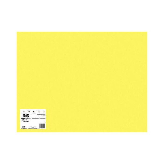 Dohe Pack de 25 Cartulinas de 180 G/M2 50x65cm - PH Neutro - Libres de Cloro Elemental - Colorantes Biodegradables - Color Amarillo Girasol
