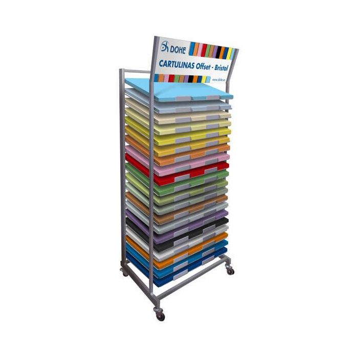 Dohe Expositor Metalico de Cartulinas 65x50cm - 20 Baldas Ajustables - Resistente y Duradero - Ideal para Exhibir Productos o Informacion