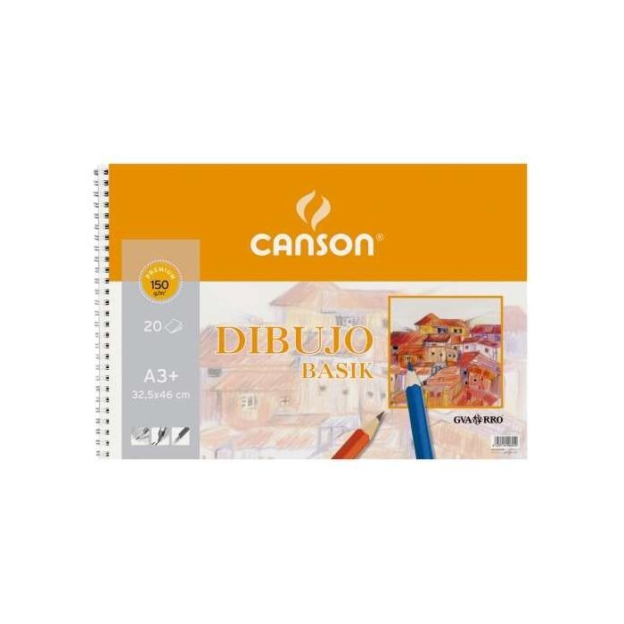 Canson Basik Bloc de Dibujo de 20 Hojas A3 150gr - Medidas 32.5x46cm - Color Blanco