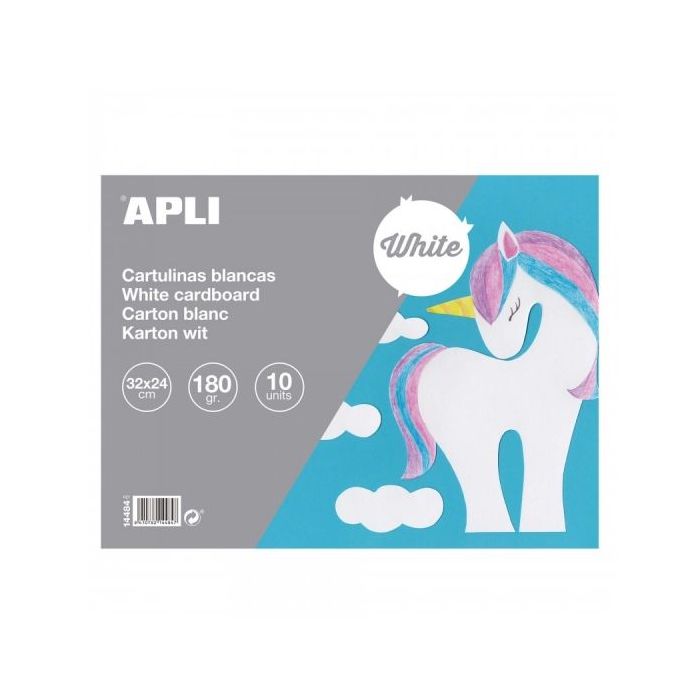 Apli Bloc de Cartulinas - 170gr - 10 Hojas - Ideal para Manualidades, Lettering, Scrapbooking, Papiroflexia - Libre de Acidos - Uso Escolar - Color Blanco