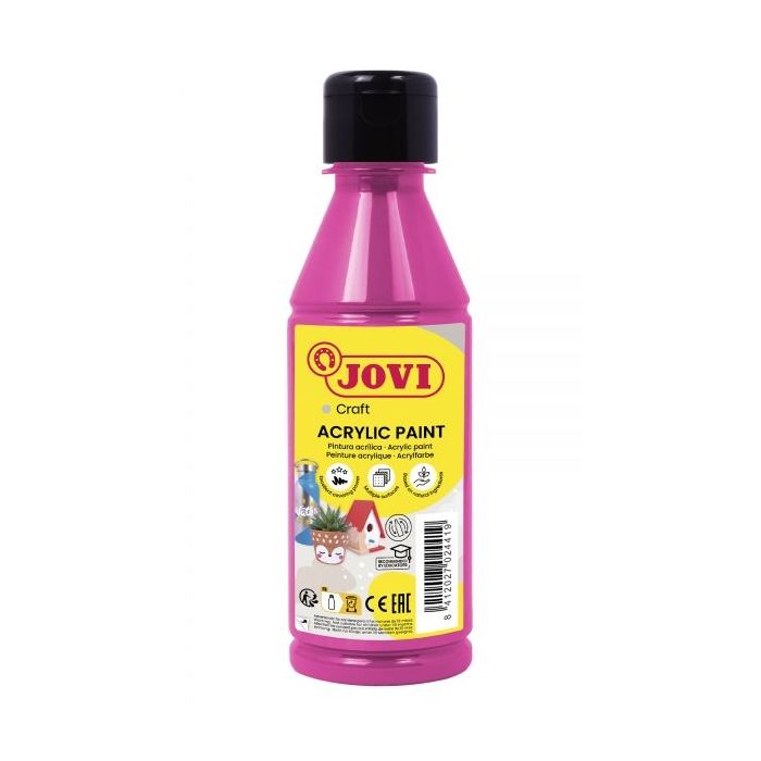 Jovi Jovidecor Acryl Pintura Acrilica Satinada - Alto Poder Cubriente - Facil Aplicacion - Multiusos - Resistente al Agua y Jabon - Color Rosa