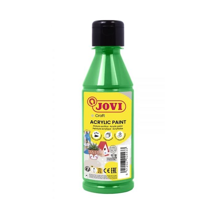 Jovi Jovidecor Acryl Pintura Acrilica - Acabado Satinado - Alto Poder Cubriente - Facil Aplicacion - Resistente al Agua y Jabon - Color Verde