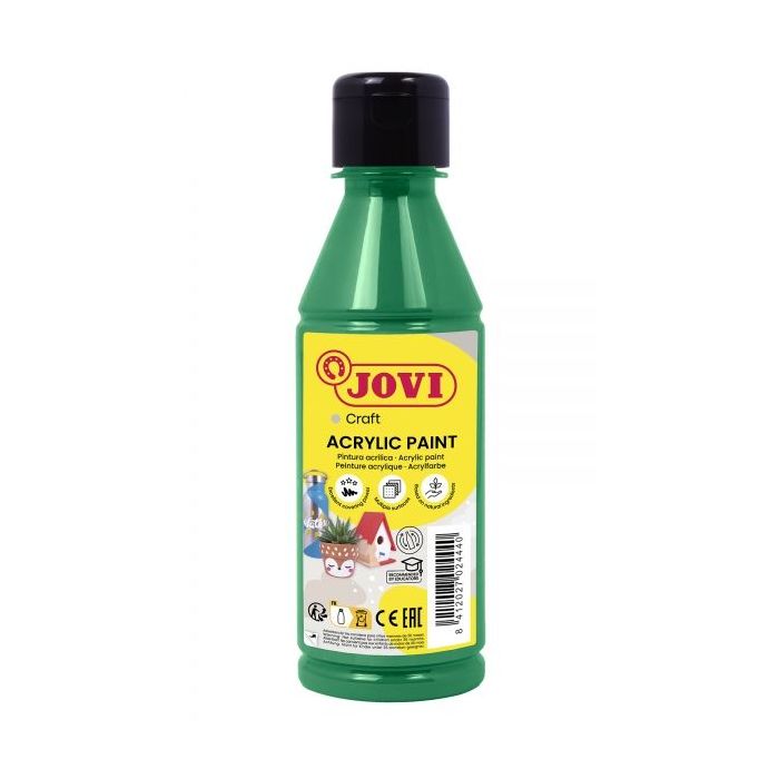 Jovi Jovidecor Acryl Pintura Acrilica - Acabado Satinado - Alto Poder Cubriente - Facil Aplicacion - Multiusos - Resistente al Agua y Jabon - Color Verde