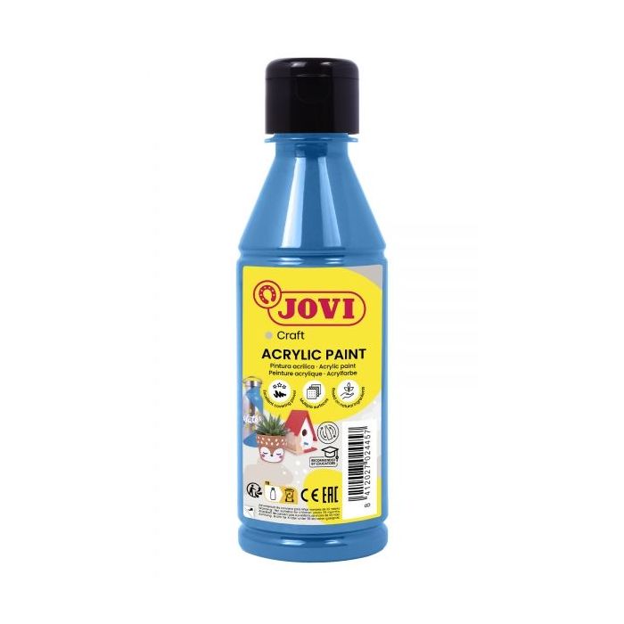 Jovi Jovidecor Acryl Pintura Acrilica Base Agua - Acabado Satinado - Alto Poder Cubriente - Aplicacion Versatil - Resistente al Agua y Jabon - Color Azul