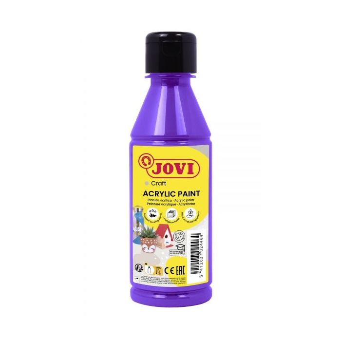 Jovi Jovidecor Acryl Pintura Acrilica - Acabado Satinado - Alto Poder Cubriente - Facil Aplicacion - Multiusos - Resistente al Agua y Jabon - Color Morado