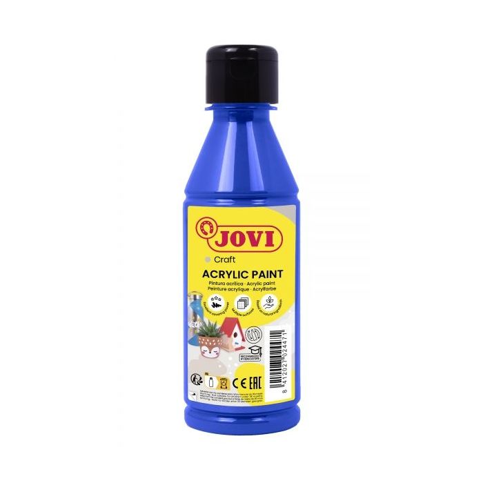 Jovi Jovidecor Acryl Pintura Acrilica - Acabado Satinado - Alto Poder Cubriente - Facil Aplicacion - Resistente al Agua y Jabon - Color Azul
