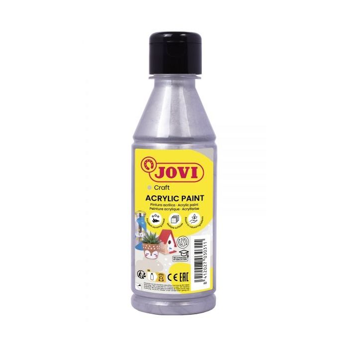 Jovi Jovidecor Acryl Pintura Acrilica Satinada - Alto Poder Cubriente - Facil Aplicacion - Resistente al Agua y Jabon - Color Gris