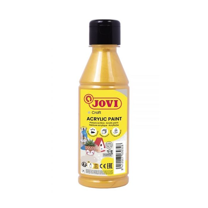 Jovi Jovidecor Acryl Pintura Acrilica Satinada - Pintura Acrilica Base Agua - Acabado Satinado - Alto Poder Cubriente - Aplicable en Cualquier Superficie - Color Naranja