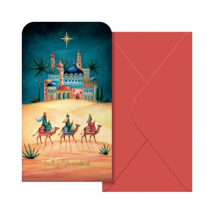 Dohe Oriente Pack de 6 Tarjetas/Billeteros de Felicitacion Navideña con Sobre - Tamaño 9x16cm - Papel Offset - Impresas a todo Color