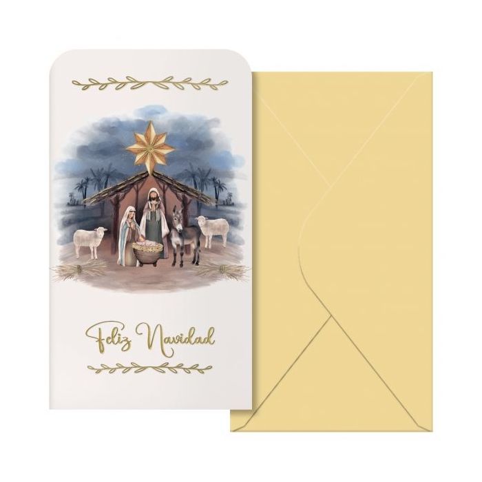 Dohe Maria Pack de 6 Tarjetas/Billeteros de Felicitacion Navideña con Sobre - Tamaño 9x16cm - Papel Offset - Impresas a todo Color