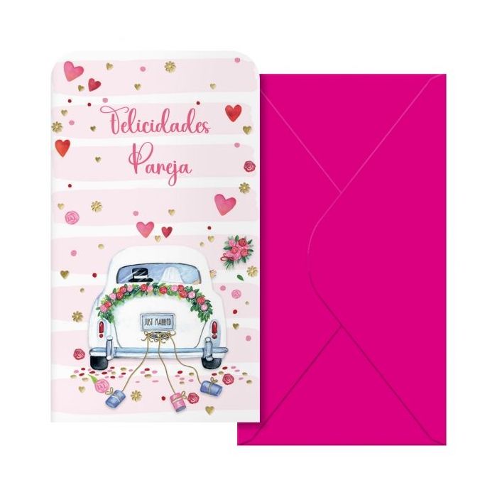 Dohe Wedding Pack de 6 Tarjetas/Billeteros de Felicitacion de Boda con Sobre - Tamaño 9x16cm - Papel Offset - Impresas a todo Color
